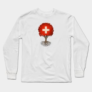 Tree of Life with Swiss Flag Long Sleeve T-Shirt